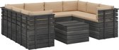 Medina 9-delige Loungeset met kussens pallet massief grenenhout