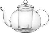 Bitterleaves Glazen Theepot Neutral Large met Thee Infuser – Borosilicaat Glas – Op fornuis te plaatsen – Anti-druppeltuit – 1.2L – met Theefilter - Transparant - Met de Hand Gebla