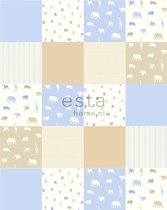 ESTAhome patchwork behang dieren babyblauw - 157323 - 20 behangtegels van 53 x 53 cm