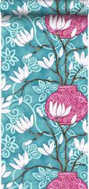 Origin behang magnolia turquoise en roze - 346925 - 53 cm x 10,05 m