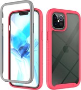 iPhone XS Max Full Body Hoesje - 2-delig Rugged Back Cover Siliconen Case TPU Schokbestendig - Apple iPhone XS Max - Transparant / Roze
