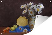 Muurdecoratie Stilleven - Margriet - Bloemen - 180x120 cm - Tuinposter - Tuindoek - Buitenposter