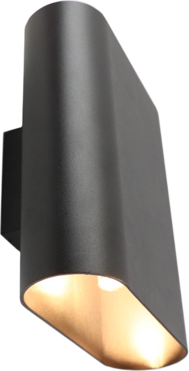 Olucia - RODIGO - Wandlamp - Zwart - Geschikt voor Woonkamer/Slaapkamer/Kantoor/Hal - Vorm: Ovaal