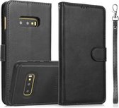 Voor Samsung Galaxy S10e Kalf Textuur 2 in 1 Afneembare Magnetische Achterkant Horizontale Flip Lederen Case met Houder & Kaartsleuven & Portemonnee & Fotolijst (Zwart)