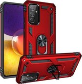 Voor Samsung Galaxy A82 5G Schokbestendige TPU + pc-beschermhoes met 360 graden roterende houder (rood)