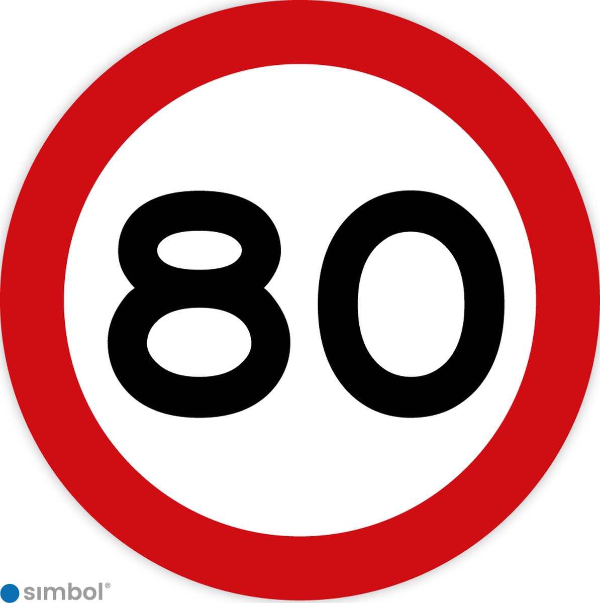Simbol - Stickers 80 km - Maximaal 80 km/u - Duurzame Kwaliteit - Formaat ø 15 cm.