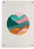 Walljar - Funky Mountains - Muurdecoratie - Plexiglas schilderij