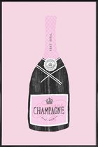 JUNIQE - Poster met kunststof lijst Champagne -13x18 /Roze & Zwart
