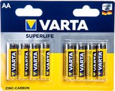 Varta Superlife AA. Zink-Carbon. per 8 in blister. (hangverpakking)