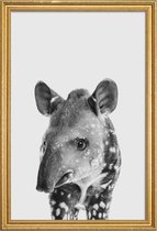 JUNIQE - Poster met houten lijst Tapir Classic -30x45 /Wit & Zwart