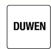 Duwen sticker, wit zwart 150 x 150 mm