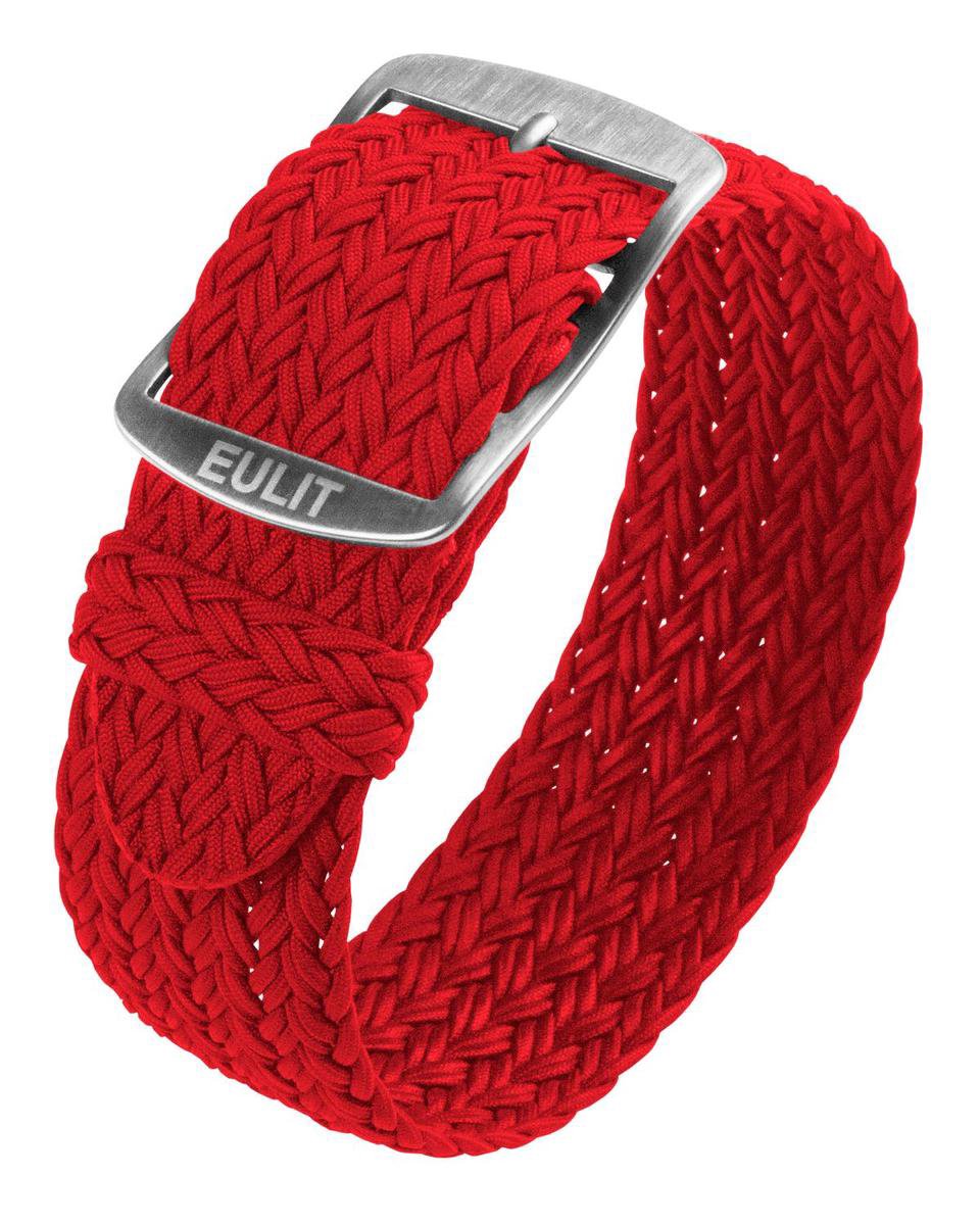 EULIT horlogeband - perlon - 22 mm - rood - metalen gesp