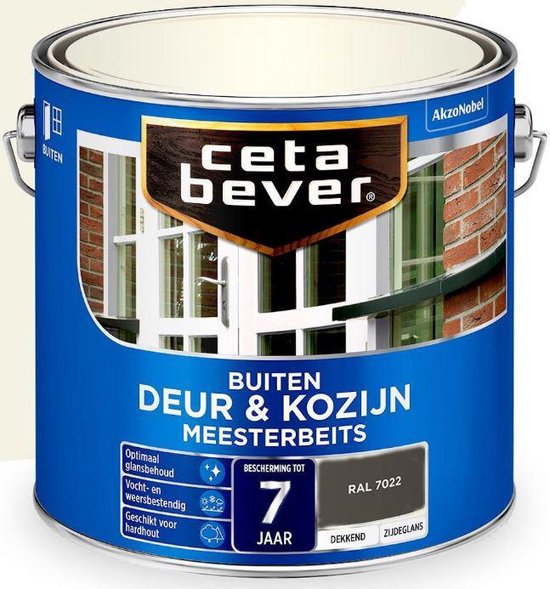 maandelijks Vooruit snel CetaBever Buiten Deur & Kozijn Meester Beits - Zijdeglans - Ral 7022 - 2,5  liter | bol.com