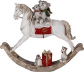 Clayre & Eef Beeld Paard 21x5x17 cm Beige Grijs Polyresin Kerstdecoratie