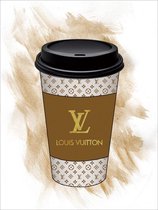 60 x 80 cm - Glasschilderij - Louis Vuitton koffiebeker - Brands & Fashion