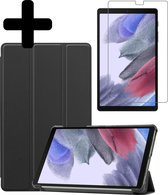 Hoes Geschikt voor Samsung Galaxy Tab A7 Lite Hoes Book Case Hoesje Trifold Cover Met Screenprotector - Hoesje Geschikt voor Samsung Tab A7 Lite Hoesje Bookcase - Zwart