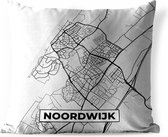 Sierkussen Buiten - Stadskaart - Noordwijk - Grijs - Wit - 60x60 cm - Weerbestendig - Plattegrond
