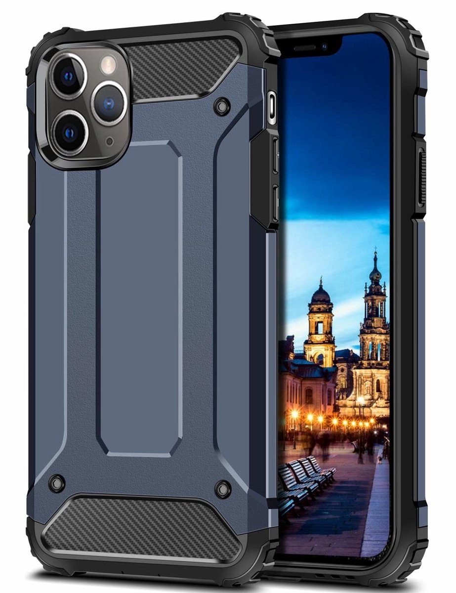 Hoesje Geschikt voor iPhone 11 Armor Hoesje - Blauw
