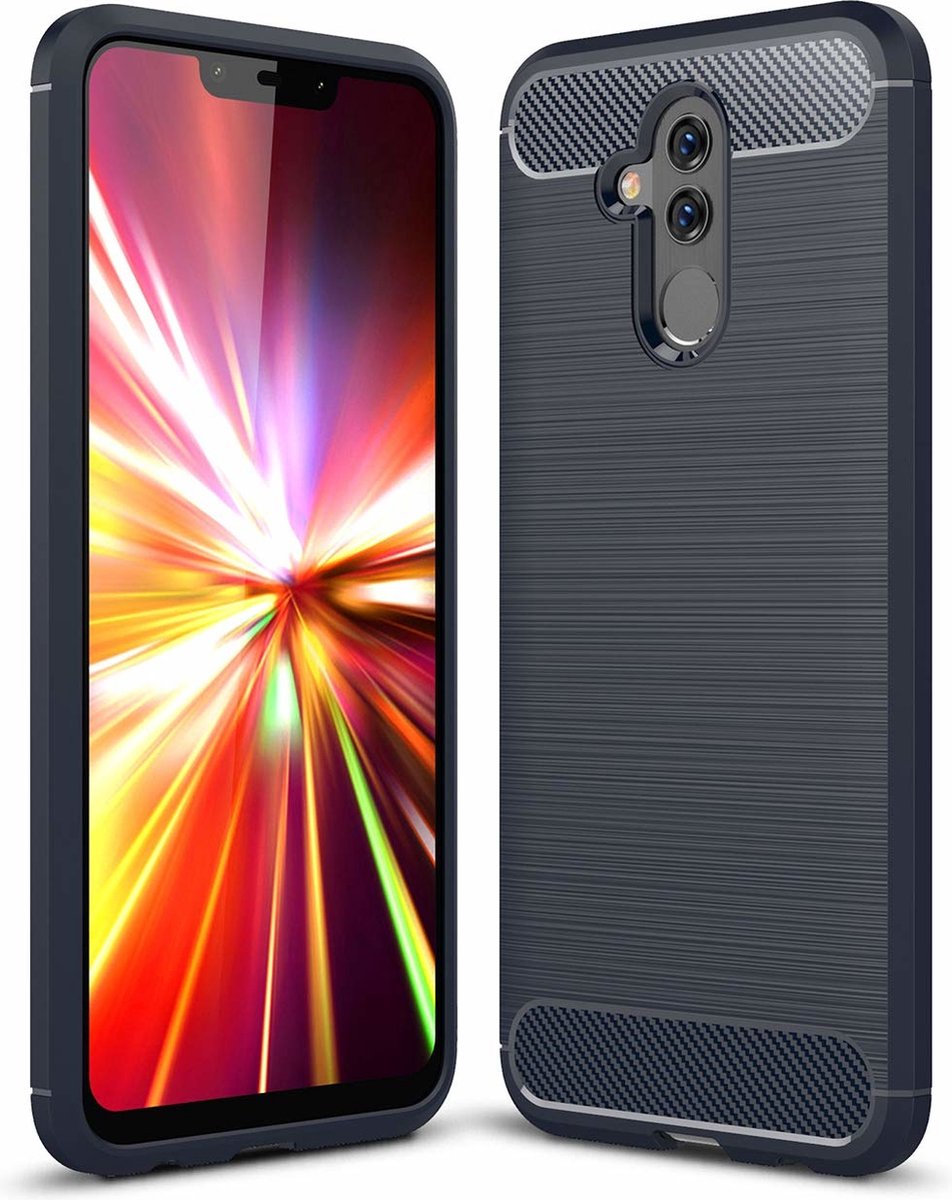 Ntech Soft Brushed TPU Hoesje Geschikt voor Huawei Mate 20 Lite - Donker Blauw