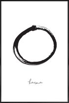 JUNIQE - Poster met kunststof lijst Karma cirkel -13x18 /Wit & Zwart