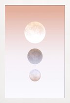 JUNIQE - Poster in houten lijst Moon Triplet -20x30 /Bruin & Oranje