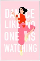 JUNIQE - Poster in kunststof lijst Dance Like -20x30 /Rood & Roze