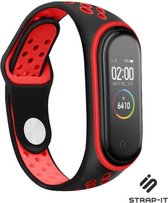 Siliconen Smartwatch bandje - Geschikt voor Xiaomi Mi Band 5 / 6 sport bandje - zwart/rood - Strap-it Horlogeband / Polsband / Armband