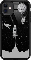 Leuke Telefoonhoesjes - Hoesje geschikt voor iPhone 11 - Backcover zwart - Print / Illustratie - Grijs