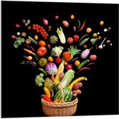 Acrylglas - Mandje met Fruit en Groente - 100x100cm Foto op Acrylglas (Wanddecoratie op Acrylglas)