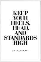 JUNIQE - Poster in kunststof lijst Keep Your Heels - Citaat van Coco