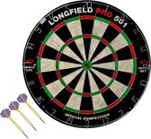 Dartbord set compleet van diameter 45.5 cm met 3x dartpijlen van 23 gram - Longfield professional - Darten