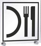 Plexiglas restaurant bord, 150 x 150 mm, incl. bevestiging