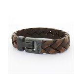 Josh Vintage Heren Armband Leer;Metaal - Bruin