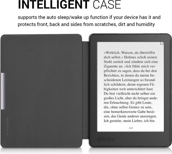 kwmobile e-reader hoesje geschikt voor Kobo Aura Edition 2 hoes - E reader flip case met magnetische sluiting - Ereader cover - Vintage Travel design in bruin / lichtbruin van Merkloos — afbeelding 4
