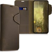 kalibri telefoonhoesje voor Xiaomi Redmi Note 10 Pro - Hoesje met pasjeshouder en standaard - bruin - Wallet case