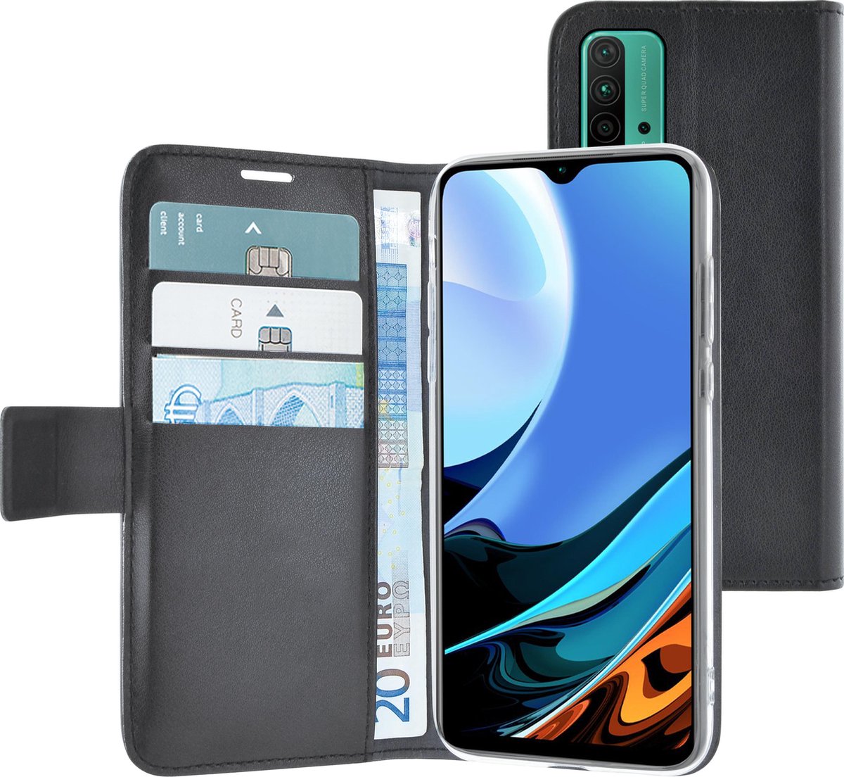 Azuri hoesje geschikt voor Xiaomi Redmi 9T - Walletcase - Zwart