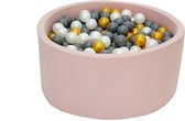 Ballenbak Roze 90x40 met 250 ballen Parel, Goud, Grafiet Zwart