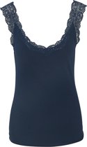 Cassis - Female - Top in jersey met kantdetail  - Marineblauw