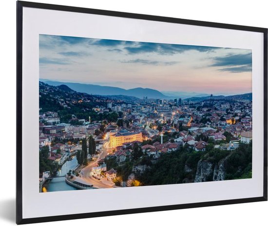 Fotolijst incl. Poster - Cityscape van Sarajevo in Bosnië en Herzegovina - 60x40 cm - Posterlijst