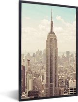 Fotolijst incl. Poster - Uitzicht op het Empire State Building met een ouderwets thema - 40x60 cm - Posterlijst