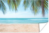 Les feuilles de palmier pendent au-dessus du papier affiche plage 180x120 cm - Tirage photo sur Poster (décoration murale salon / chambre) / Poster Paysages / Mer et plage XXL / Groot format!