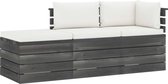 Medina 3-delige Loungeset met kussens pallet massief grenenhout