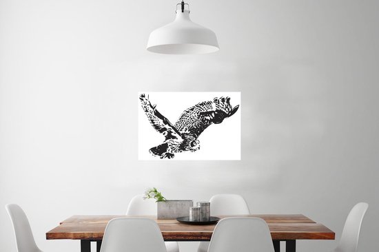 Illustration d'un poster hibou volant 90x60 cm - Tirage photo sur Poster (décoration murale salon / chambre) / Poster Vogels