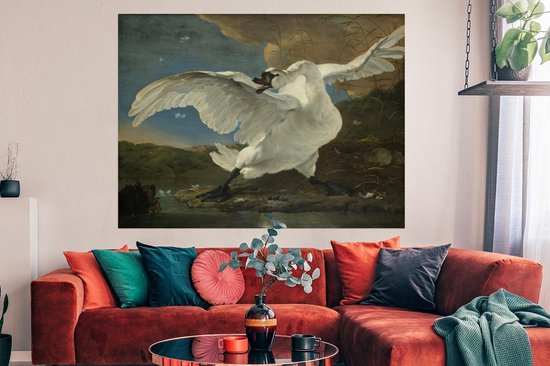 Poster De bedreigde zwaan - Schilderij van Jan Asselijn - 160x120 cm