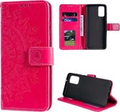 Voor Samsung Galaxy S20 Totem Bloem Reliëf Horizontale Flip TPU + PU lederen tas met houder & kaartsleuven & portemonnee (rood)