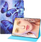 Voor Samsung Galaxy Tab A 8.0 (2018) T387 Gekleurde Tekening Horizontale Flip PU Lederen Case met Houder & Kaartsleuven & Portemonnee (Blauwe Vlinders)