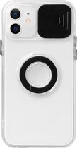 Sliding Camera Cover Design TPU beschermhoes met ringhouder voor iPhone 12 Pro Max (zwart)