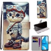Voor OPPO F17 Pro / A93 4G / Reno4 Lite / Reno4 F Gekleurde tekening Cross Texture Horizontale flip PU lederen tas met houder & kaartsleuven & portemonnee & lanyard (lederen schoenen kat)