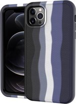 Voor iPhone 12 / iPhone 12 Pro Rainbow Silicone + PC Schokbestendig Skid-proof stofdicht hoesje (Rainbow Black)