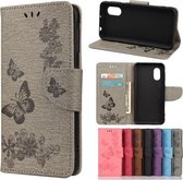 Voor Samsung Galaxy Xcover 5 vlinders reliëf horizontale flip lederen tas met houder & kaartsleuven & portemonnee (grijs)